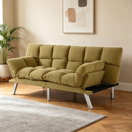 Modern corduroy futon sofa - 68",
