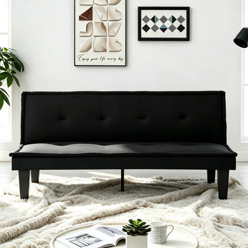 Modern faux suede futon - 63",